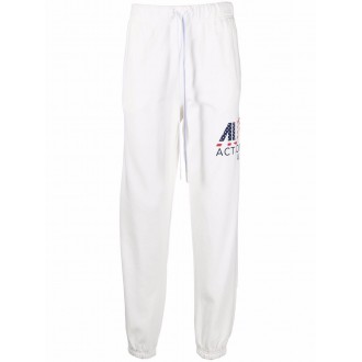 AUTRY Pantaloni sportivi in cotone bianco con tasca sul retro