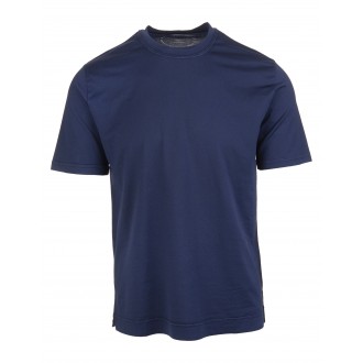FEDELI T-Shirt Basi Uomo In Cotone Organico Blu Royal