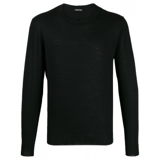 BALENCIAGA pullover nero di lana rasata con logo Balenciaga verde