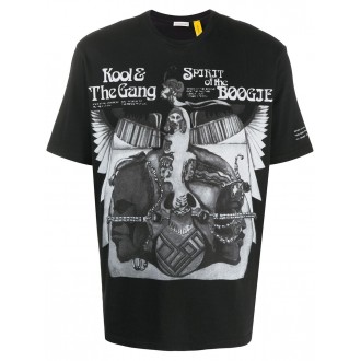 MONCLER GENIUS t.shirt in cotone nera con stampa frontale grigia Moncler Genius x Fragment Design