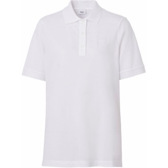 BURBERRY Polo in cotone bianco con monogramma 