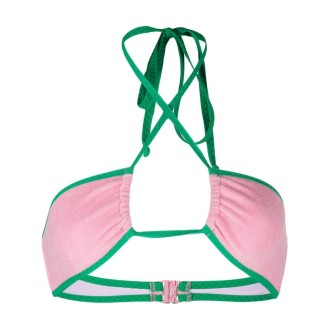 MC2 costume reggiseno bikini rosa e verde con cinturino incrociato