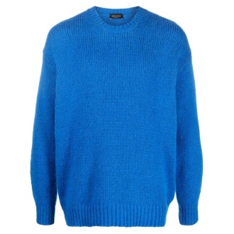 ROBERTO COLLINA maglione girocollo blu in lana di alpaca