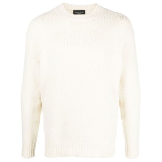 ROBERTO COLLINA maglione girocollo in lana di alpaca bianca