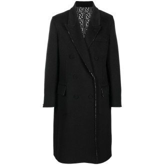 FENDI cappotto doppiopetto reversibile in lana e seta bianco e nero