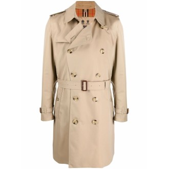 BURBERRY cappotto impermeabile beige The Kensington Heritage in cotone