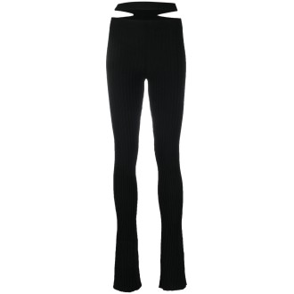 ANDREADAMO pantaloni cut-out neri in maglia a coste taglio skinny