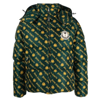 MONCLER PALM ANGELS piumino corto verde e giallo in nylon technique 