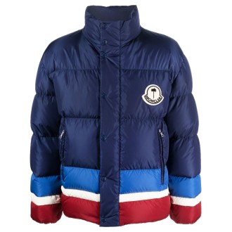 MONCLER PALM ANGELS piumino rosso bianco e blu in nylon technique 