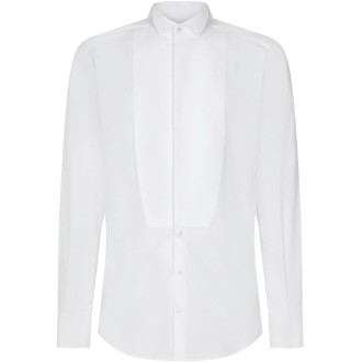 DOLCE & GABBANA Camicia bianca in popeline di cotone a maniche lunghe