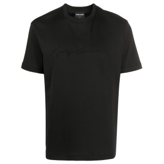 GIORGIO ARMANI T-shirt con logo Giorgio Armani ricamato in cotone nero