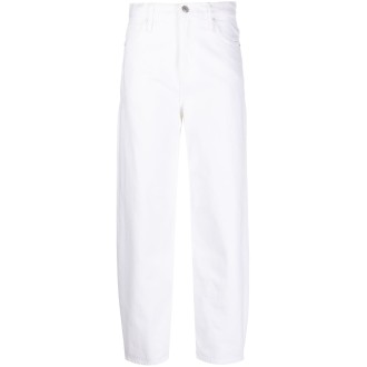 FRAME jeans a vita alta in cotone bianco con passanti