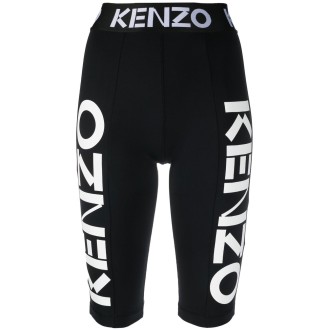 KENZO pantaloncini legging neri con logo Kenzo bianco