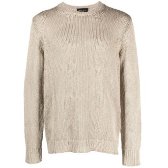 ROBERTO COLLINA maglia in cotone beige a collo alto