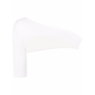 ANDREADAMO Top cropped avorio monospalla elasticizzato