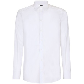 DOLCE & GABBANA camicia in cotone bianco ottico con collo classico