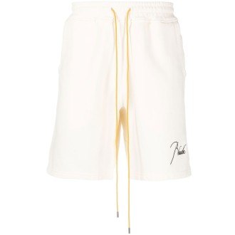 RHUDE pantaloncini sportivi in cotone bianco con logo Rhude ricamato