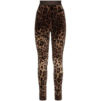 DOLCE & GABBANA leggings jacquard in stampa leopardata con logo Dolce & Gabbana