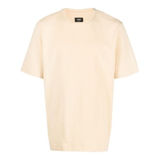 FENDI T-shirt in cotone jacquard monogram FF giallo burro