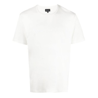 GIORGIO ARMANI T-shirt con logo Giorgio Armani ricamato in cotone bianco