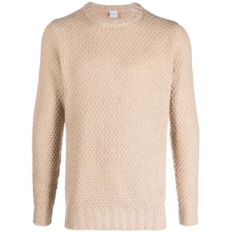 ASPESI maglione beige in lana grossa lavorato a maglia con finiture a coste