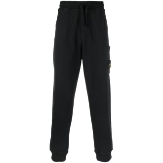 STONE ISLAND pantaloni sportivi neri in cotone con vita elasticizzata e coulisse