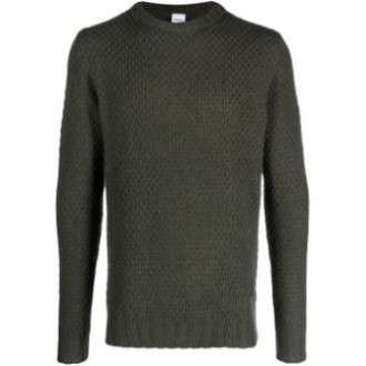 ASPESI maglione in lana a maglia grossa verde oliva con finiture a coste