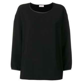 ALBERTO BIANI Blusa in crêpe con finiture in raso nero