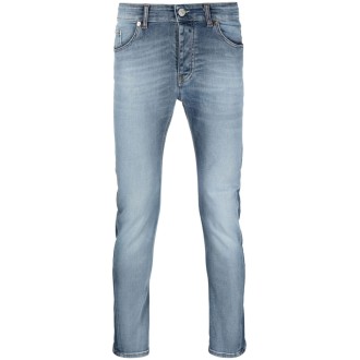 PMDS Jeans skinny in denim di cotone blu dal lavaggio chiaro