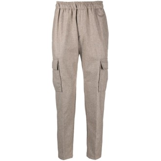 PMDS Pantaloni beige in misto lana con gamba affusolata