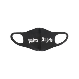 PALM ANGELS Mascherina Nera Con Logo Bianco