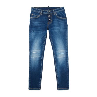 DSQUARED2 KIDS Jeans Skater Skinny Dark Blue Washed With Rips