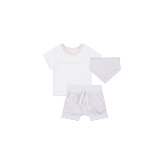 GIVENCHY KIDS Set T-Shirt e Shorts Bianco e Rosa