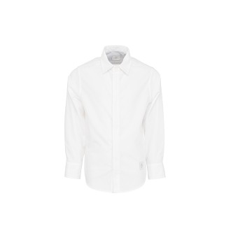 ELEVENTY KIDS Camicia In Cotone Bianco Con Patch Logo