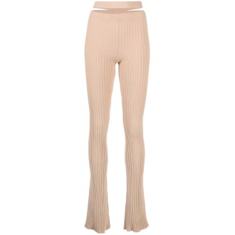 ANDREADAMO Pantalone In Maglia a Costine Nude