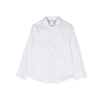 ELEVENTY KIDS Camicia a Righe Bianca e Beige