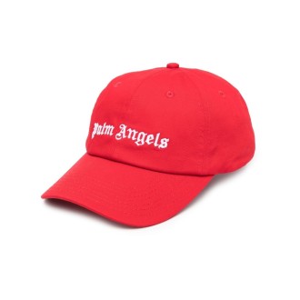 PALM ANGELS Cappello Da Baseball Rosso Con Logo Bianco Fronte e Retro
