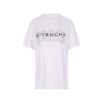 GIVENCHY T-Shirt Oversize Bianca Con Logo Di Strass