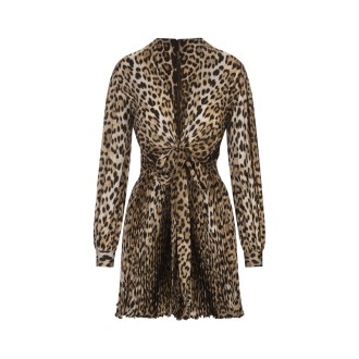 ROBERTO CAVALLI Mini Abito Con Stampa Leopardata