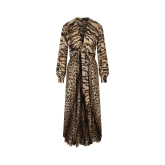 ROBERTO CAVALLI Abito Midi Con Stampa Tigrata e Leopardata