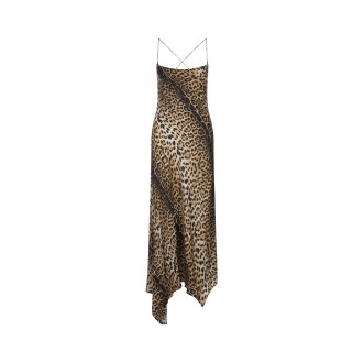 ROBERTO CAVALLI Abito Leopardato Con Orlo Asimmetrico
