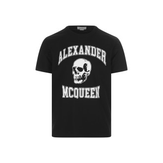 ALEXANDER MCQUEEN T-Shirt Nera Con Logo Skull Stampato