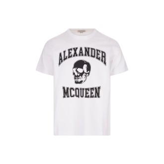 ALEXANDER MCQUEEN T-Shirt Bianca Con Logo Skull Stampato