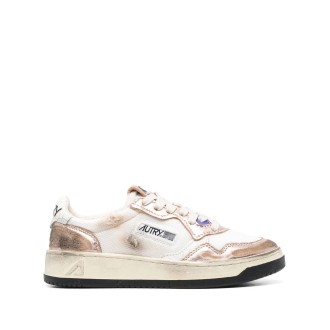AUTRY Sneakers Medalist Low Super Vintage In Pelle Bianca e Oro