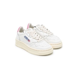 AUTRY KIDS Sneakers Medalist Low Bianche e Rosa