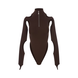 ANDREADAMO Top Body Marrone Con Cut-Out