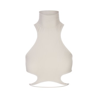 ANDREADAMO Top Crop a Collo Alto Bianco Con Cut-Out