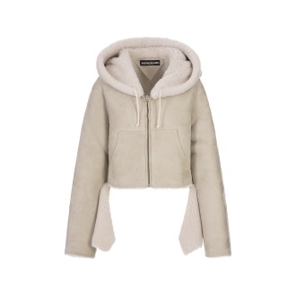 ANDREADAMO Giacca Corta Reversibile In Shearling Taupe