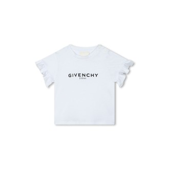 GIVENCHY KIDS T-Shirt Bianca Con Logo Fronte e Retro