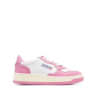 AUTRY Sneakers Medalist Low In Pelle Bicolor Bianca e Rosa